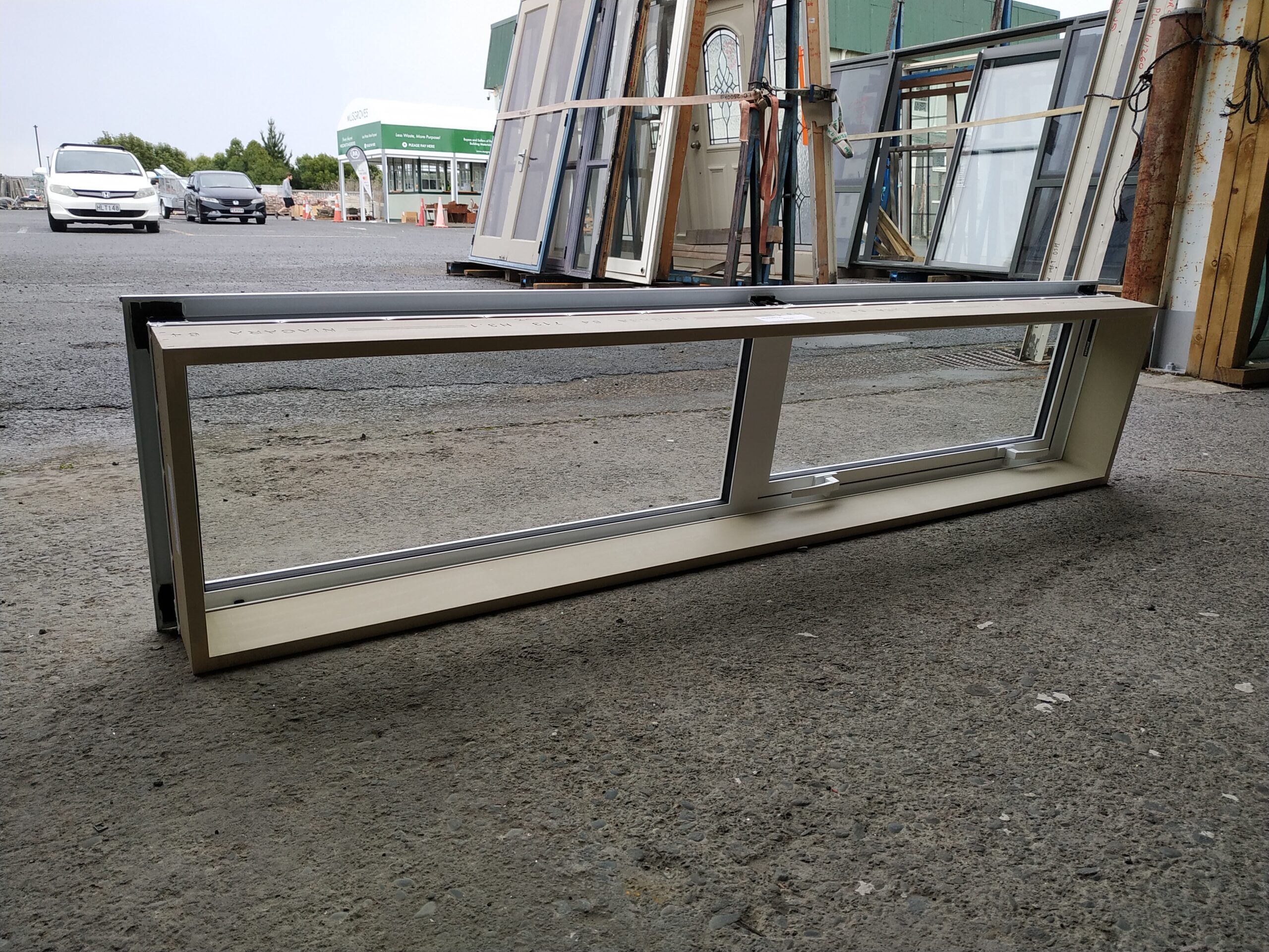 66314-White 1780×380 inside view closed Double Glazed 1780w x 380h White Aluminium Window New - Image 5