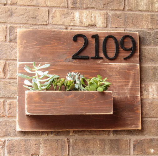 Address number wall planter