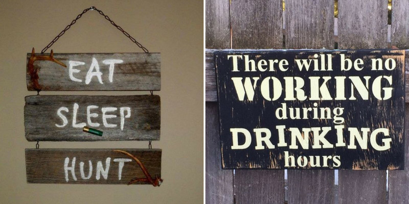 Recycled Wood Man Cave Signs
