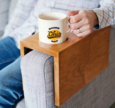 Wooden sofa sleeve cup holder