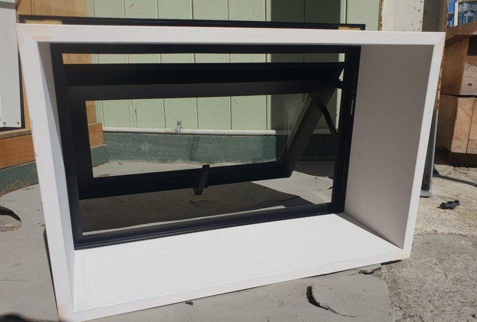 20190911-84935_new_ebony_dg_window_2_int_opened_002_.png Double Glazed 580w x 380h Ebony Aluminium Window NEW - Image 2