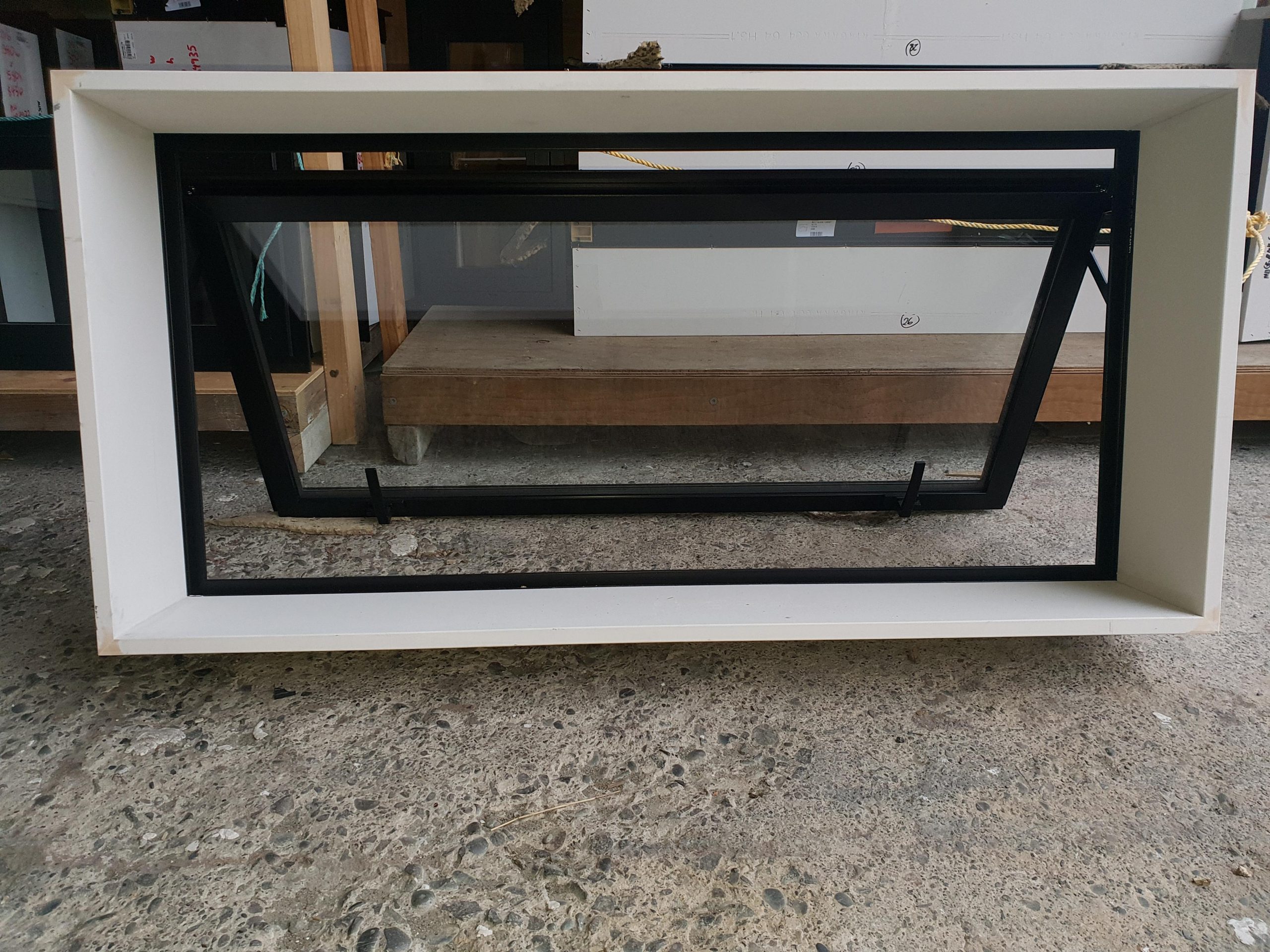 new_ebony_dg_window_5_int_opened.jpg Double Glazed 1180w x 580h Ebony Aluminium Window New - Image 3