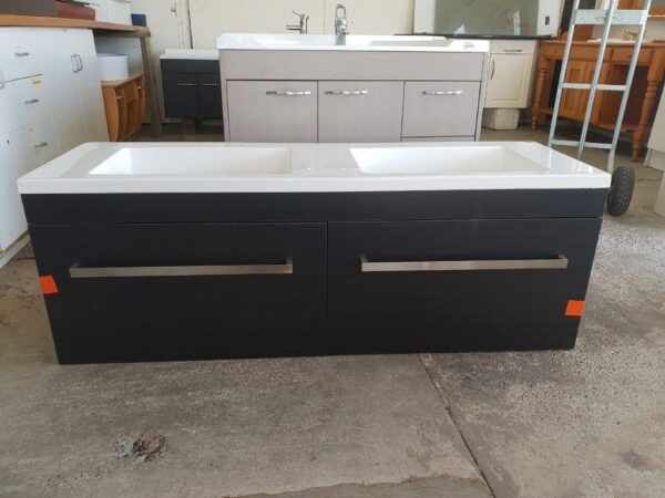 90829 Woodgrain Dual Sink Vanity front