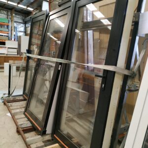 90858-Ebony aluminium 880w door Ebony Aluminium 880w x 2050h New Double Glazed Door in Jamb