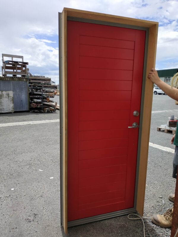 92137 Framed Red Aluminium Door