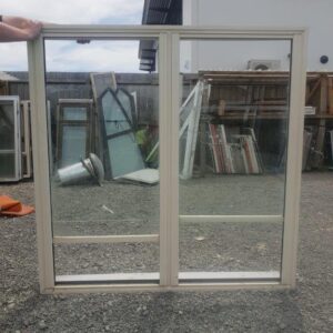 38408 Cream Alloy Double Hung Window ext opened Cream Aluminium Sliding Window Single Glazed 1480w x 1480h