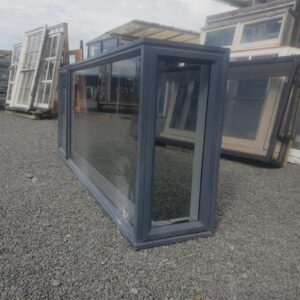 93657 Denim Blue Single Glazed Corner Window ext side view Denim Blue Aluminium Corner Window 2 Fan Opening