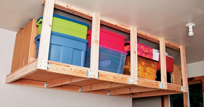 Diy Overhead Garage Storage Musgroves, Building Hanging Garage Shelves