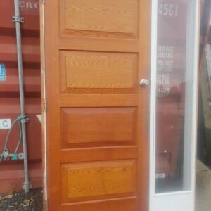 96279 Cedar 4 Panel Door with Sidelight int