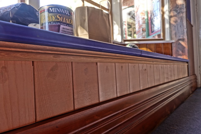 Living room makeover - Wainscoting window seat, after