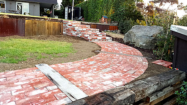 Brick steps and pathway