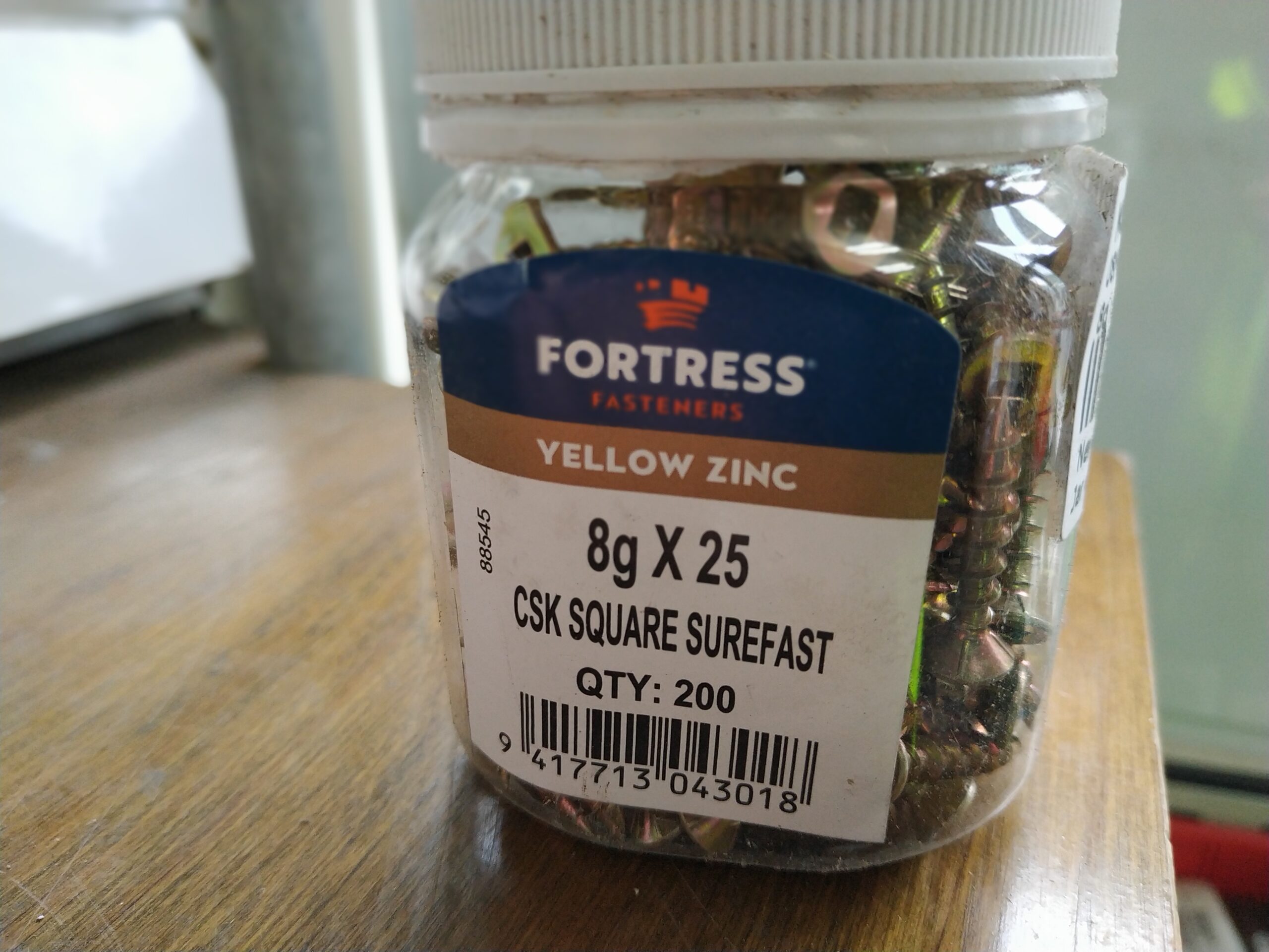 8g x 25mm CSK Square #2 Surefast Screw Jar of 200 | Musgroves Ltd
