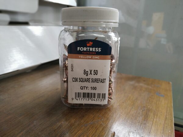 8g x 50mm CSK Square #2 Surefast Screw Jar of 100 | Musgroves Ltd
