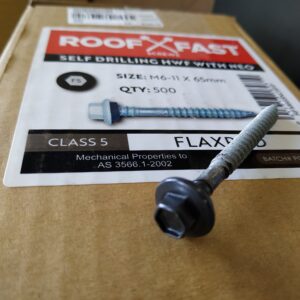 102077-FlaxPod Rooffast Screws New Flaxpod 6mm x 65mm Rooffast Hex W/F Neo Dual Point Screw (500)