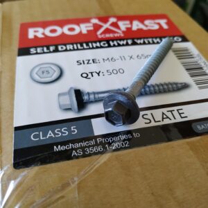 102081-Rooffast Slate Screws New Slate 6mm x 65mm Rooffast Hex W/F Neo Dual Point Screw (500)