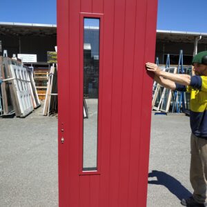 102280-Ext Red Door External Pioneer Red T&G Style Door with 1 D/G Pane