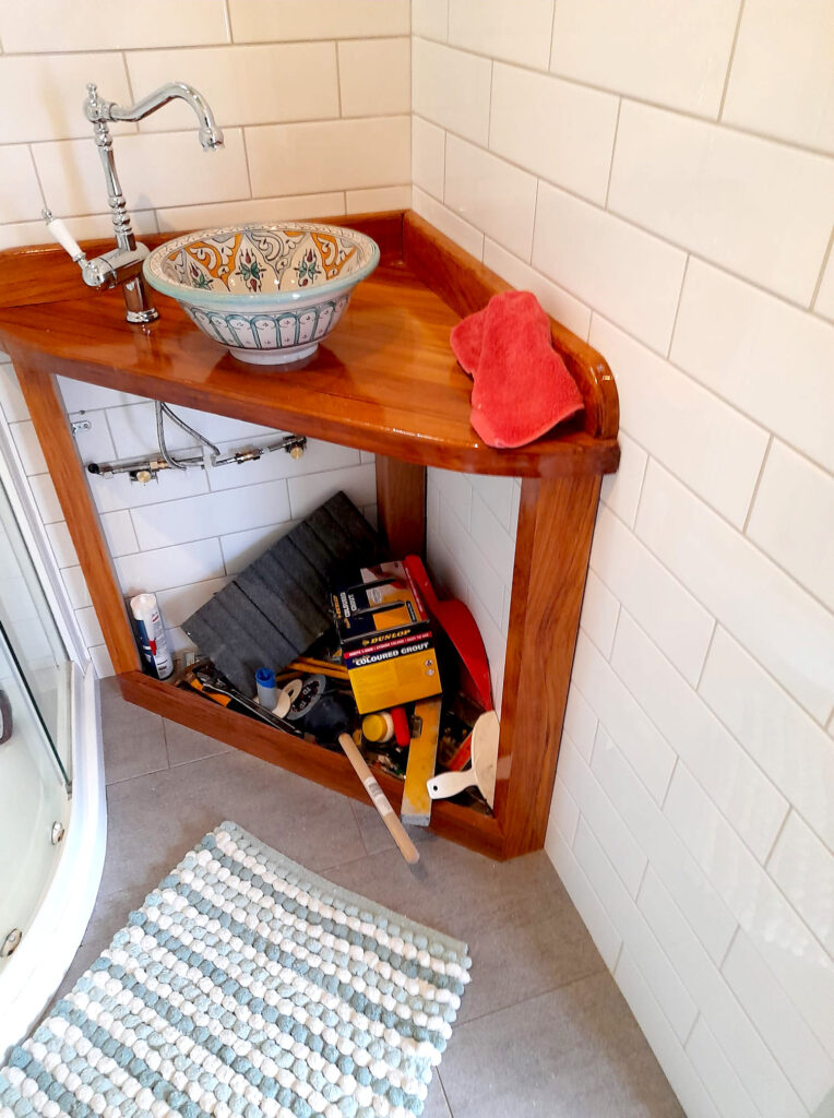 DIY rimu bathroom vanity unit