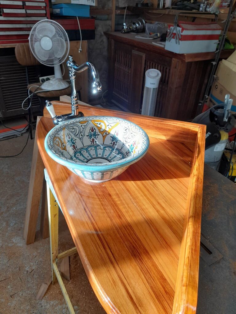 DIY rimu bathroom vanity unit
