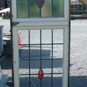 115817 Coloured Leadlight Wooden Window Recycled ext Wooden Leadlight Window with 1 Fan Opening with Coloured Pattern
