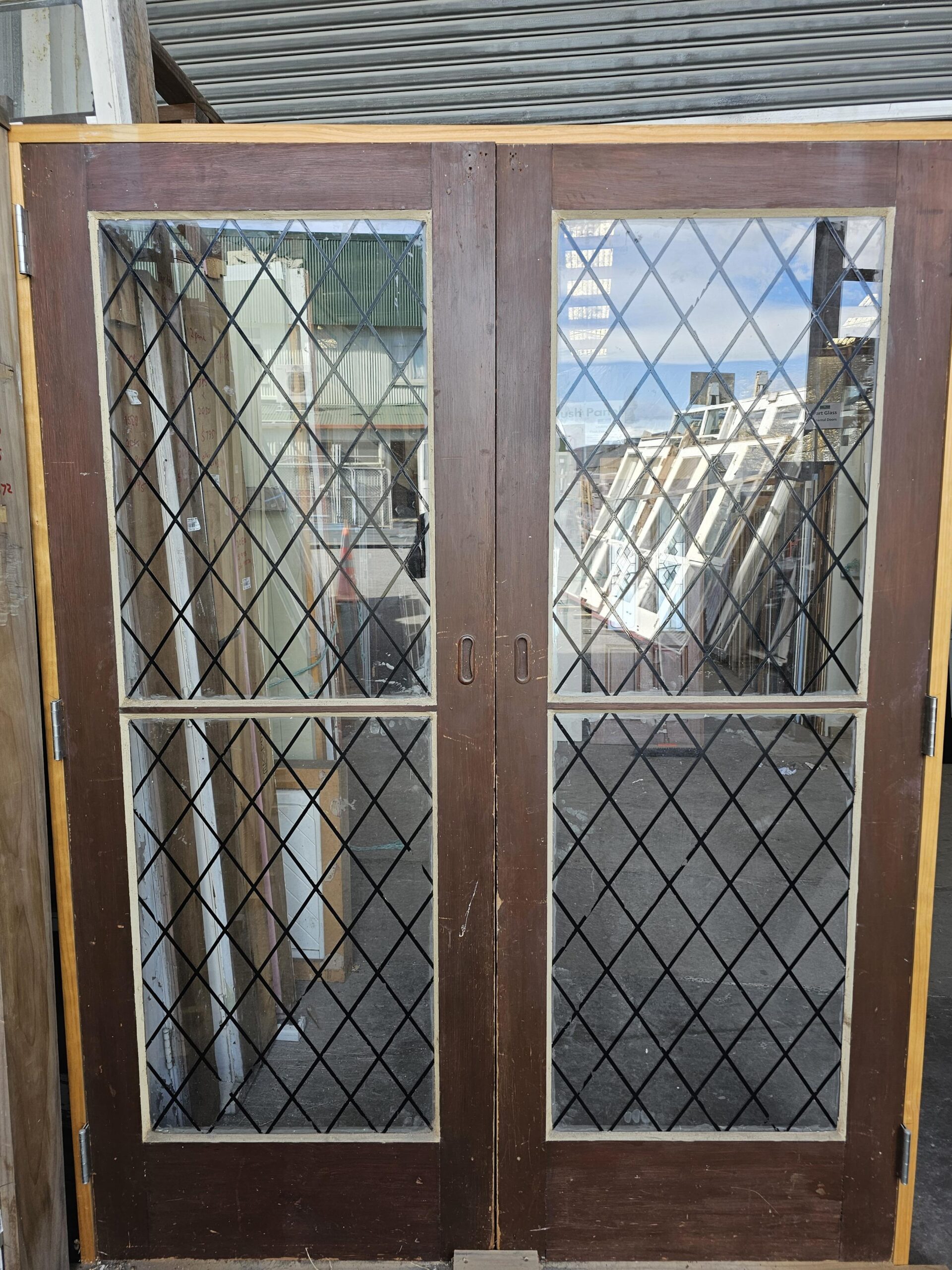 Ext Cedar French Door 1570×2050 – 98189 (2) Ext Cedar 2 Pane (Fake LeadLight Glass) French Door