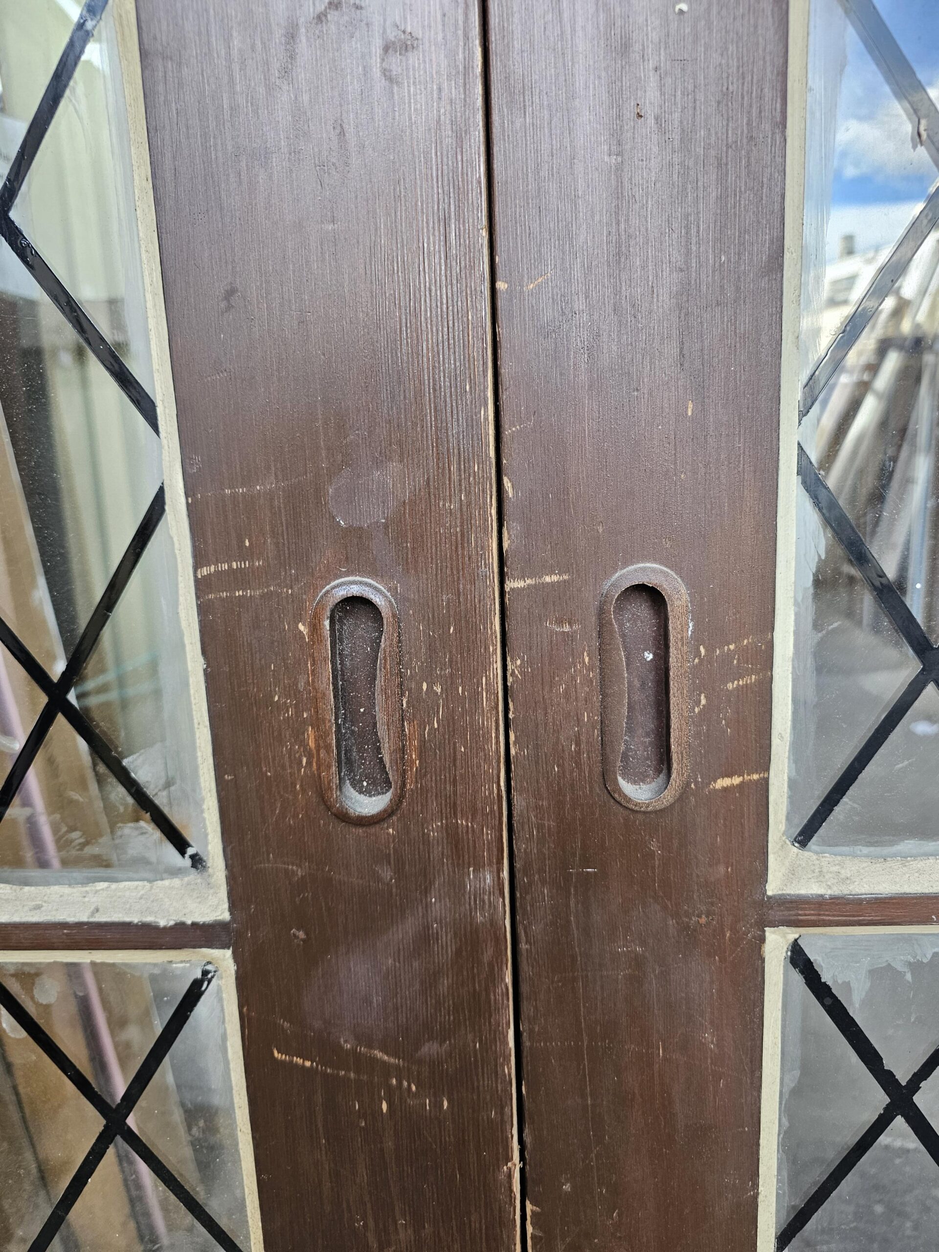 Ext Cedar French Door 1570×2050 – 98189 (4) Ext Cedar 2 Pane (Fake LeadLight Glass) French Door - Image 4