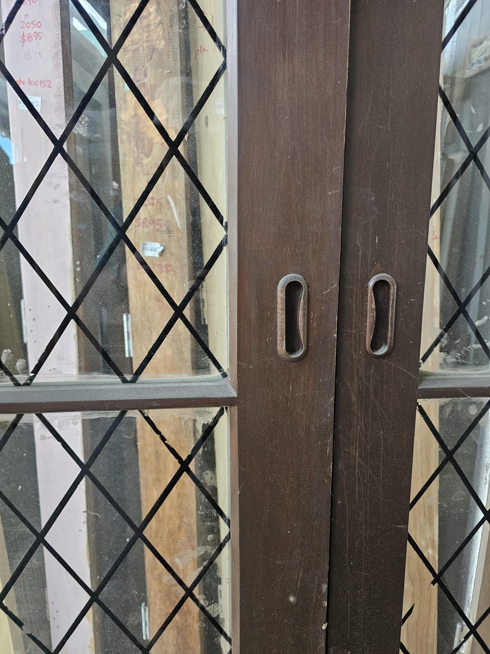 Ext Cedar French Door 1570×2050 – 98189 (7) Ext Cedar 2 Pane (Fake LeadLight Glass) French Door - Image 7