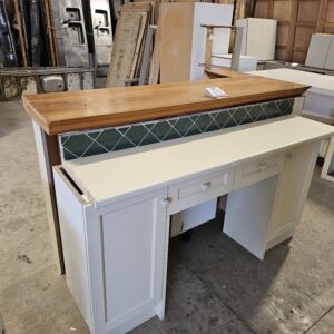 Cream Kitchen Island with Rimu Bench Top (5 drawers + 2 doors)