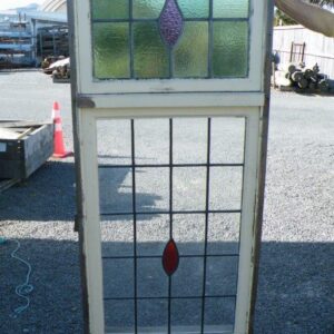 115819 Coloured Leadlight Wooden Window Recycled ext Wooden Leadlight Window with 1 Fan Opening with Coloured Pattern