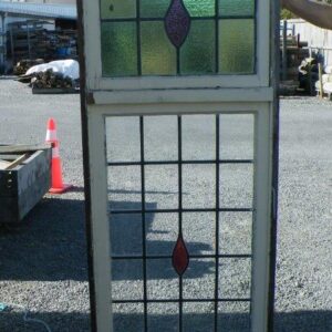 115818 Coloured Leadlight Wooden Window Recycled ext Wooden Leadlight Window with 1 Fan Opening with Coloured Pattern