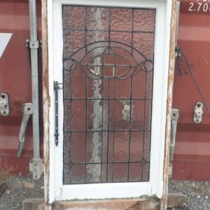 123521 Leadlight Wooden Recycled Window int Wooden Leadlight Window with 1 Case + 1 Fan Opening