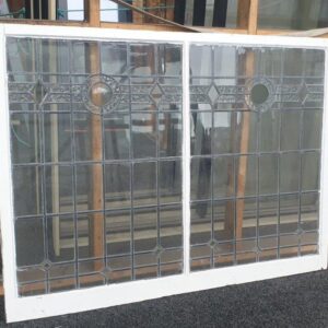 123523 Leadlight Wooden Sash AS IS full view Leadlight Sash (patterned) AS IS