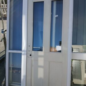 Ext White Aluminium 2 Panel Dor with sidelight – 1275×2000 – 96618 External White Aluminium Door with Sidelight