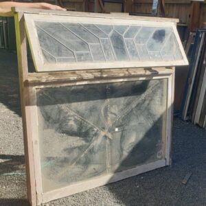 Fan-Opening Wooden Window with Leadlight